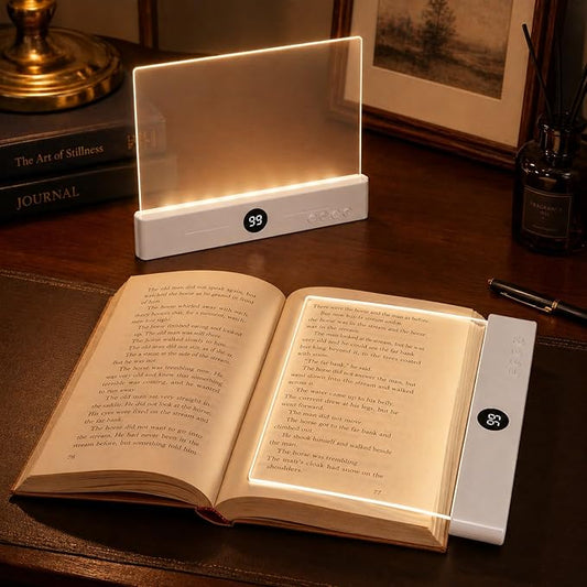 30 LED Book Light & Night Light 2 in 1, Flat Book Light White | Rechargeable Book Page Light with 3 Color Temperatures, Stepless Dimming & 1-99 Min Sleep Timer, Ideal Gift for Readers