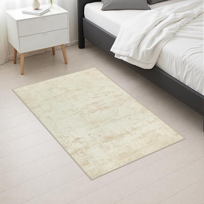 2x3 Washable Entryway Rug: Modern Abstract Indoor Soft Carpet Beige | For Entrance, Bedroom, Kitchen, Laundry, Bathroom,Door Mat,Modern Abstract,Machine washable,Non-Slip,Stain Resistant,Indoor