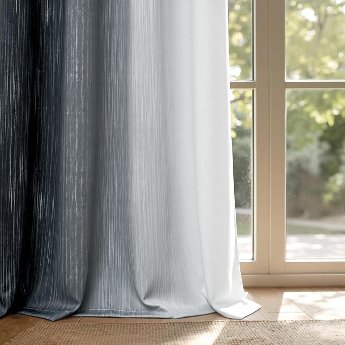 MIULEE Black and Greyish White Ombre Blackout Curtains 52Wx54L Set of 2 | Full Room Darkening,Thermal Insulated,54 Inch Long,Grommet Drapes for Bedroom/Living Room,Modern Window Treatments