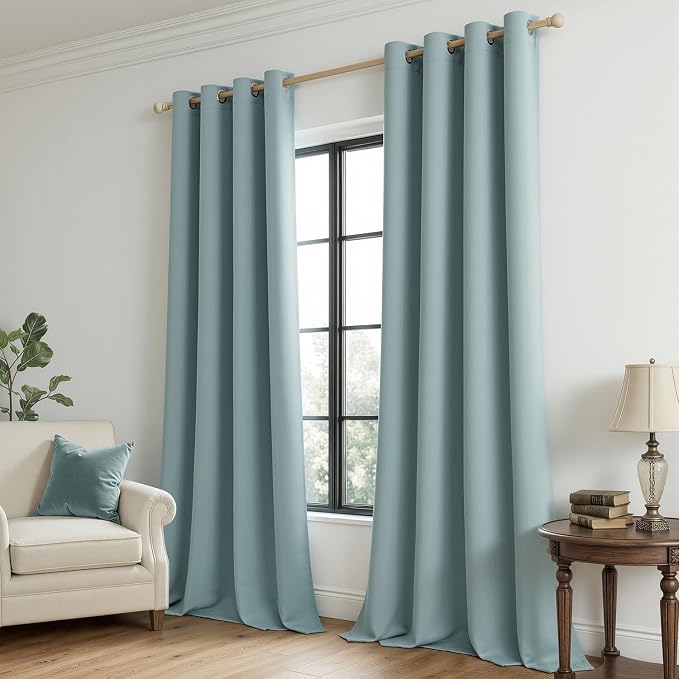 MIULEE Slate Blue Blackout Bedroom Curtains Drapes 72 Inch Long 52"x72" | Grommet Top, Room Darkening Window Drapes, Privacy Protection, Thermal Insulated, Heat Blocking, Light Blocking