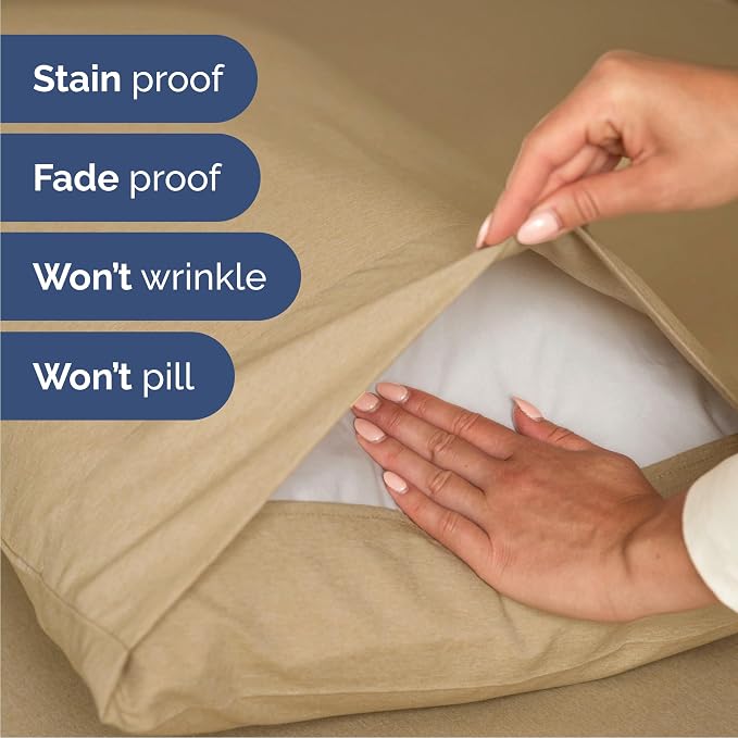 Queen Size 4 Piece Sheet Set - Breathable & Cooling Sheets - Heathered Tan | Hotel Luxury Bed Sheets for Women & Men, Deep Pockets, Easy-Fit, Extra Soft and Wrinkle Free Sheets, Oeko-Tex Bed Sheet Set