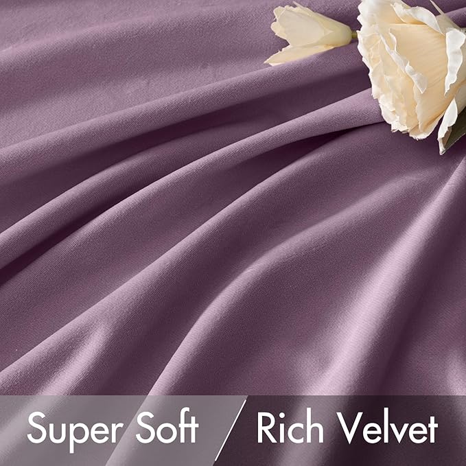 MIULEE Lavender Velvet Curtains 52x96 inches Luxury Blackout Curtains | Thermal Insulated, Super Soft Window Drapes for Bedroom Living Room, Rod Pocket & Back Tab, Light Purple