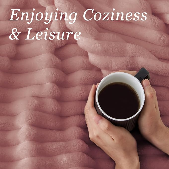 BEDELITE Ribbed Twin Blanket for Couch & Bed, Dusty Pink, 60"x80" | Ultra-Soft Plush Fleece, Cozy, Warm Yet Lightweight, Ribbed Texture, Home Decor, Machine Washable, Giftable, All-Season Use