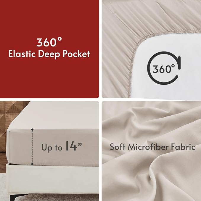 5 Pieces Twin Comforter Set, Reversible Bed in a Bag Twin Size, All Season Bedding Set with Comforter, Flat Sheet, Fitted Sheet, Pillowcases & Shams, Olive Green & Beige