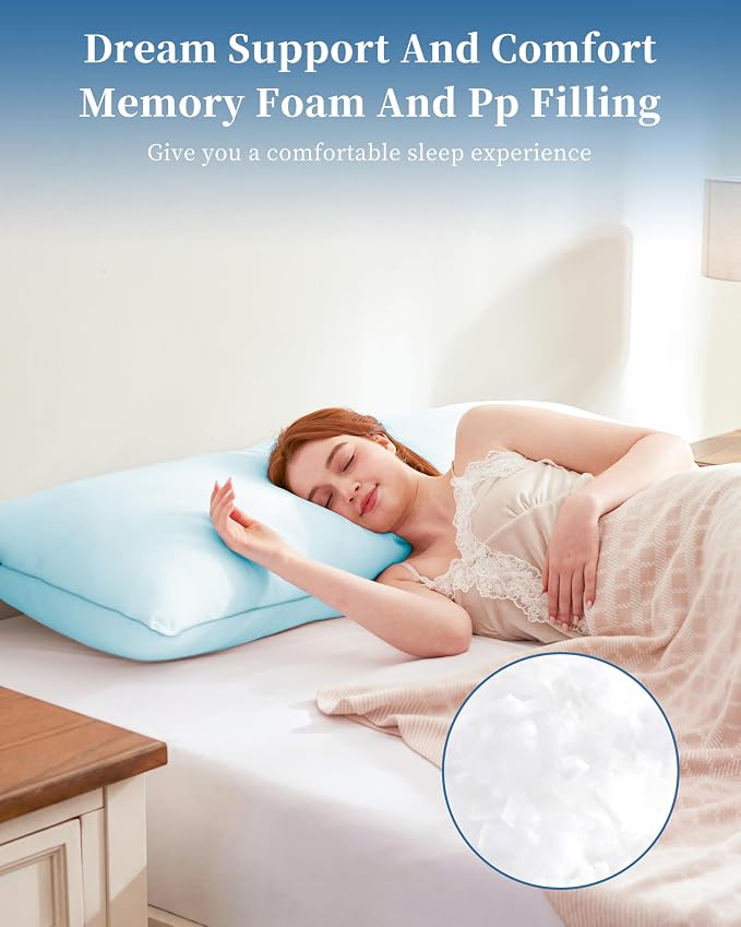 YZ HOME Full Body Pillow Insert -Large Long Bed Pillow for Side Sleeper | Full Body Pillow for Adults, Adjustable Height, Long Sleeping Breathable Bed Pillow-(Blue, 20x54'')