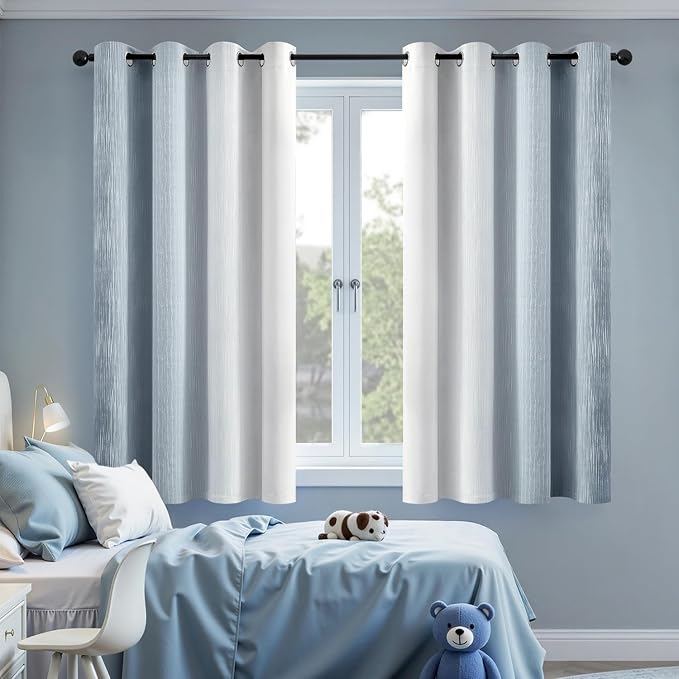 MIULEE Chambray Blue and Greyish White Ombre Blackout Curtains 52Wx54L | Full Room Darkening,Thermal Insulated,54 Inch Long,Grommet Drapes for Bedroom/Living Room,Modern Window Treatments,Set of 2