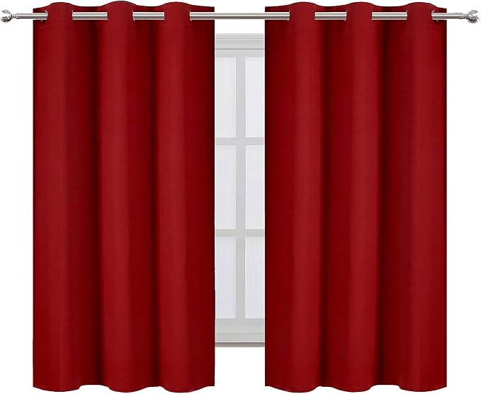 Red Thermal Blackout Curtains/38 x 54 Inch/Set of 2 Panels Room Darkening Curtains for Bedroom