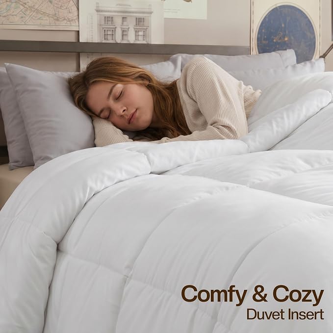 Utopia Bedding Twin XL Comforter, Duvet Insert, White, 68 x 92 Inches | Soft and Fluffy Down Alternative Bed Comforter, All Season, Breathable, Corner Tabs, Box Stitched, Durable, Machine Washable