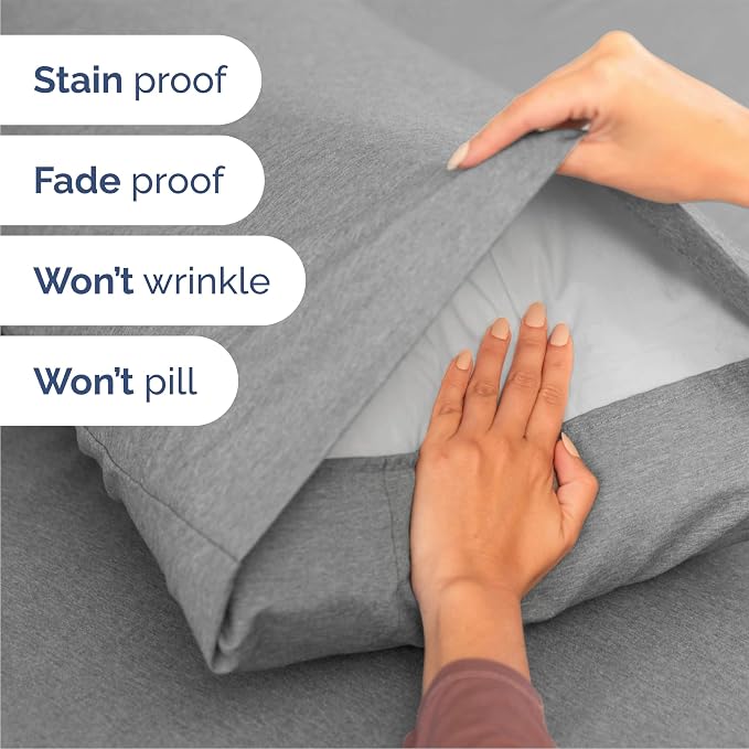 Queen Size 4 Piece Sheet Set - Breathable & Cooling Sheets - Heathered Grey | Hotel Luxury Bed Sheets for Women & Men, Deep Pockets, Easy-Fit, Extra Soft and Wrinkle Free Sheets, Oeko-Tex Bed Sheet Set