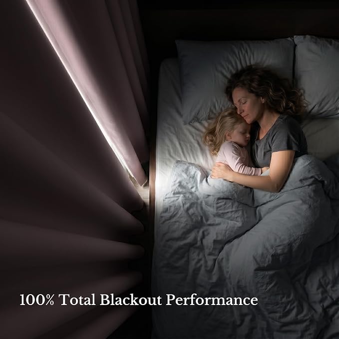 NICETOWN Blush Pink 100% Blackout Curtains for Nursery 52" x 84" 2 Panels | Window Panels with Black Liner, Heat Cold Blocking Drapes, Thermal Insulated Noise Reducing Light Blocking for Bedroom