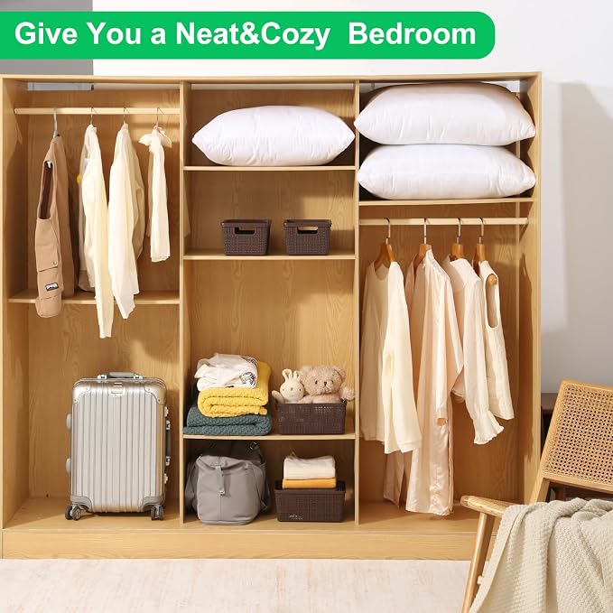 6 Pack Plastic Storage Baskets with Lid,Brown Stackable Bins | Durable Woven Plastic With handle Breathable,Save space ,For Organizing Desktops, Closets, Playrooms, Classrooms, Offices
