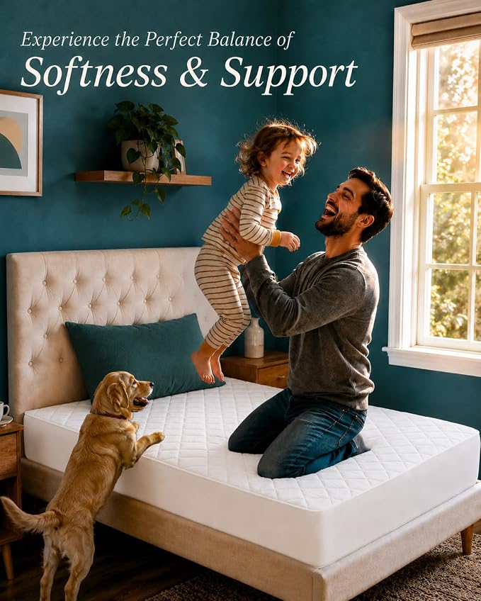 Quilted Mattress Pad, Twin XL Mattress Protector Topper fits 16" Deep White | Soft Breathable Fitted Mattress Cover, Noiseless, Deep Pockets & Machine Washable for Home & Hotels by Utopia Bedding