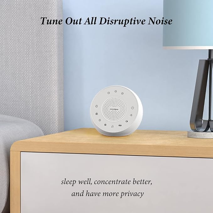 HOUSBAY Glows Sound Machine White Noise for Sleep, Colored Night Light | 31 Soothing Sounds, Nightlight for Kids & Baby, Sleep Timer, Small Sleep Machine & Noise Canceling for Relaxation