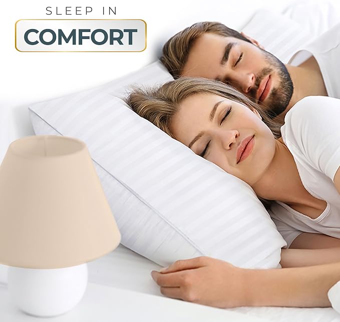 Utopia Bedding Hotel Bed Pillows for Sleeping, Pillows King Size Set of 2 | Down alternative pillows, cooling hotel quality, luxury comfort for back, side & stomach sleepers, Premium Stripes, White