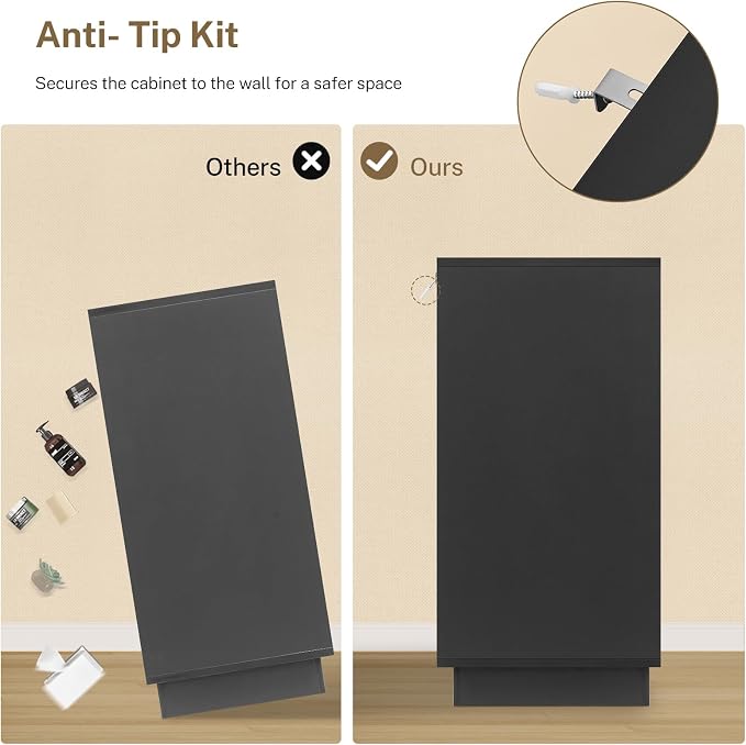TEENFON 55" Dresser for Bedroom with 6 Drawers, Black Dresser with Metal Slide, Bedroom Dressers, Wood Dressers & Chests of Drawers for Bedroom, Hallway, Black