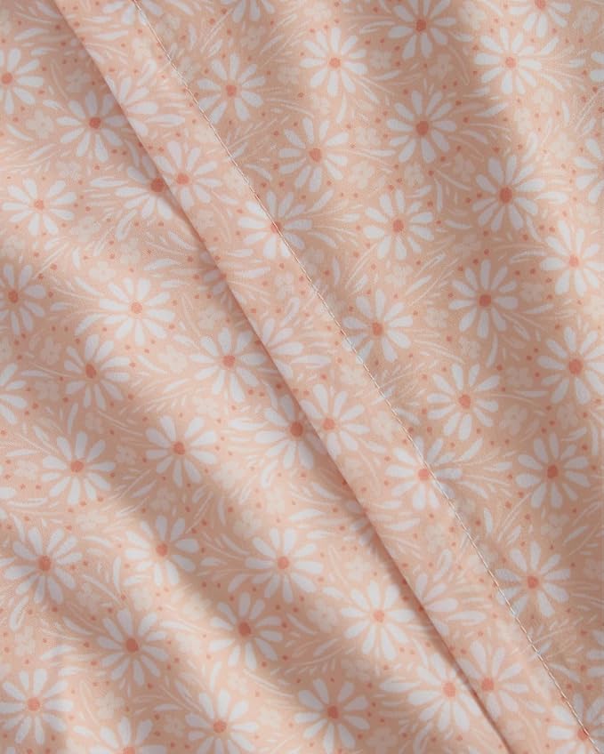 Duvet Cover Cal King Size - Floral Duvet Cover - 3 Piece - Pink Daisy | Soft Floral Duvet Cover 104 x 98 with 2 Pillow Shams, Zipper Closures & Ties, Floral Bedding for Women, Men, Kids & Teens
