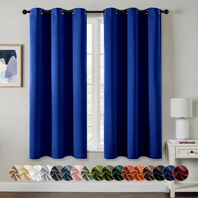 MIULEE Blackout Curtains for Bedroom 2 Panels 40 x 54 Inch Long Royal Blue | Thermal Insulated, Living Room Darkening Grommet Drapes, Noise Reducing, Light Blocking Window Treatments