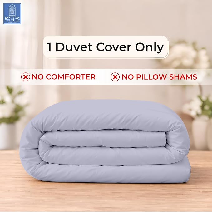 1 Pc 120" x 98" Duvet Cover Oversized King 100% Egyptian Cotton - 600 Thread Count Comforter Cover, Zipper Closure & Corner Ties - Fits Large King Inserts - Cornflower Blue