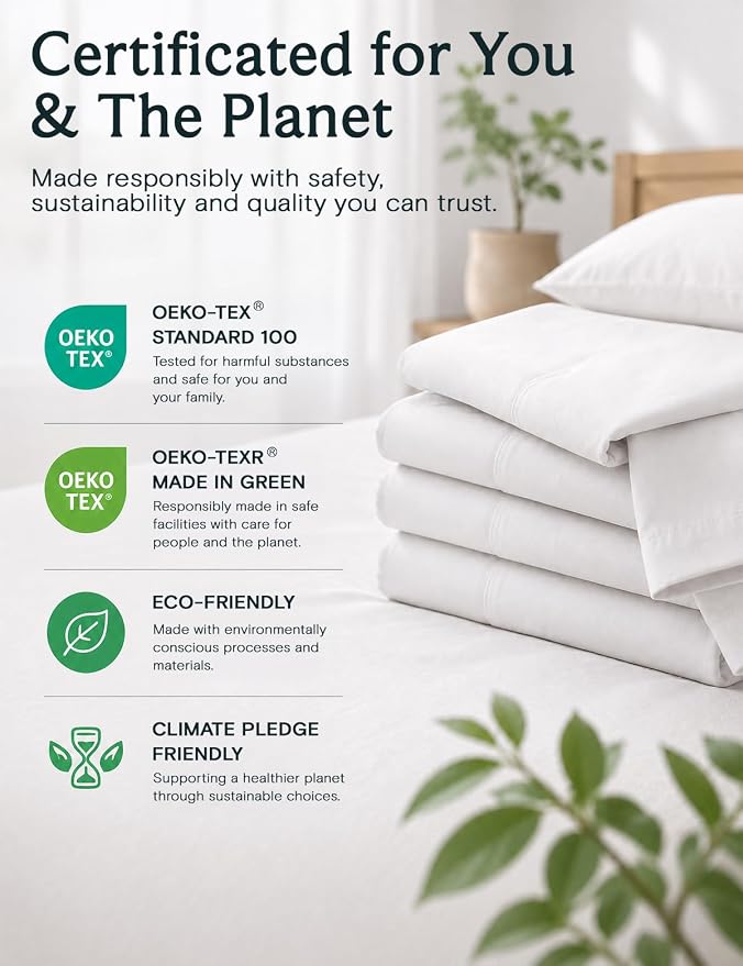 LuxClub Full Size Sheets, Cooling & Soft Deep Pocket Bed Sheets, 4PC | LuxClub Silky Fitted Sheet & Pillowcase Sets, Breathable Hotel Luxury Bedding for Mattress Wrinkle Free, White