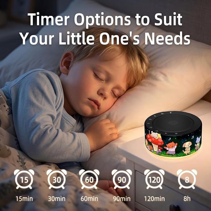 Kipcush White Noise Machine for Baby & Adults, Sleep Sound Machine with 30 Soothing Sounds, 8-Color Night Light, Memory Function, White Noise for Sleeping, Nursery, Office, Travel, Relaxation