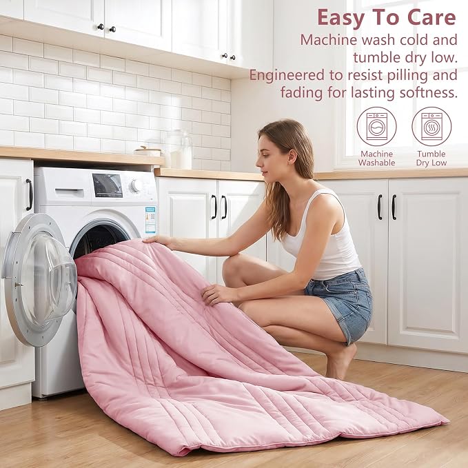 Full Size Comforter Sets Pink- 7 Pieces Bed in a Bag | OEKO-TEX Certified, 240GSM Down-Alternative Comforter, 14" Deep-Pocket Sheets, Shams & Pillowcases, Lightweight