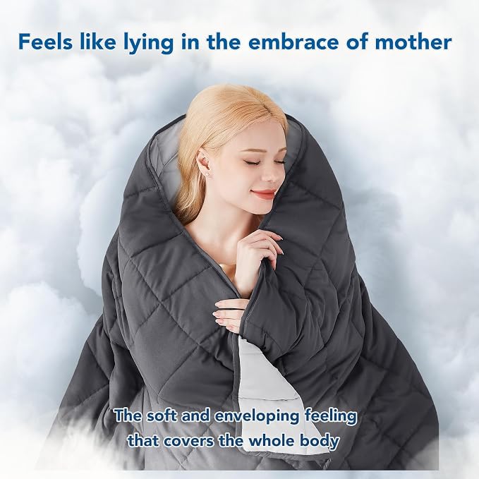 Weighted Blanket for Adults (15lbs 48"x72"), Minky Dots Heavy Blanket for Woman, Man Sleeping, Soft, Cozy and Cooling Weighted Throw Blankets, Machine Washable, Grey