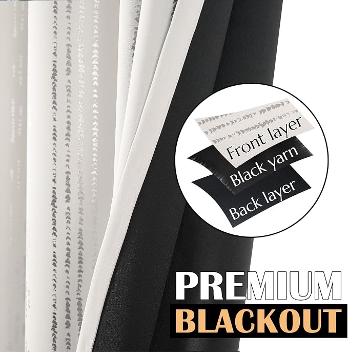 jinchan Boho Blackout Curtains 90 Inches Long for Bedroom Living Room | Silver on Off White Geometric Foil Printed Grommet Curtains Room Darkening Thermal Insulated Window Treatments 2 Panels