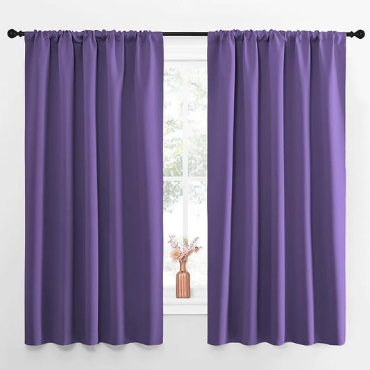 NICETOWN Blackout Curtains for Living Curtains, Lilac Purple, Set of 2, 52 by 63 Inch, Window Treatment Blackout Curtain Panels, Home Decor Thermal Insulated Solid Drapes for Bedroom