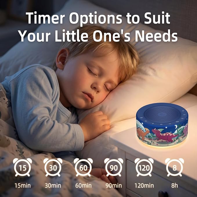 Kipcush White Noise Machine for Baby & Adults, Sleep Sound Machine with 30 Soothing Sounds, 8-Color Night Light, Memory Function, White Noise for Sleeping, Nursery, Office, Travel, Relaxation
