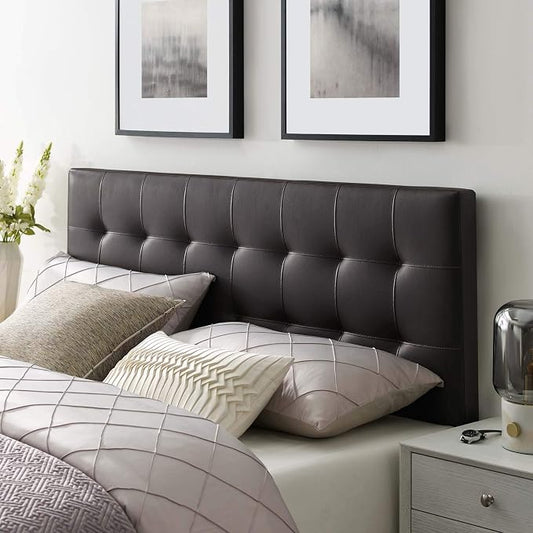Modway Lily Tufted Faux Leather Upholstered Queen Headboard in Brown