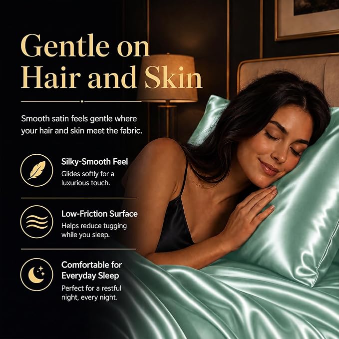 CozyLux Satin Sheets King, 4-Piece 14-Inch Deep Pocket Sheet Set | OEKO-TEX Certified Silky Soft Sheet Set for Hair & Skin, Luxurious Silky-Smooth Satin for Elegant Bedroom Decor, Aqua