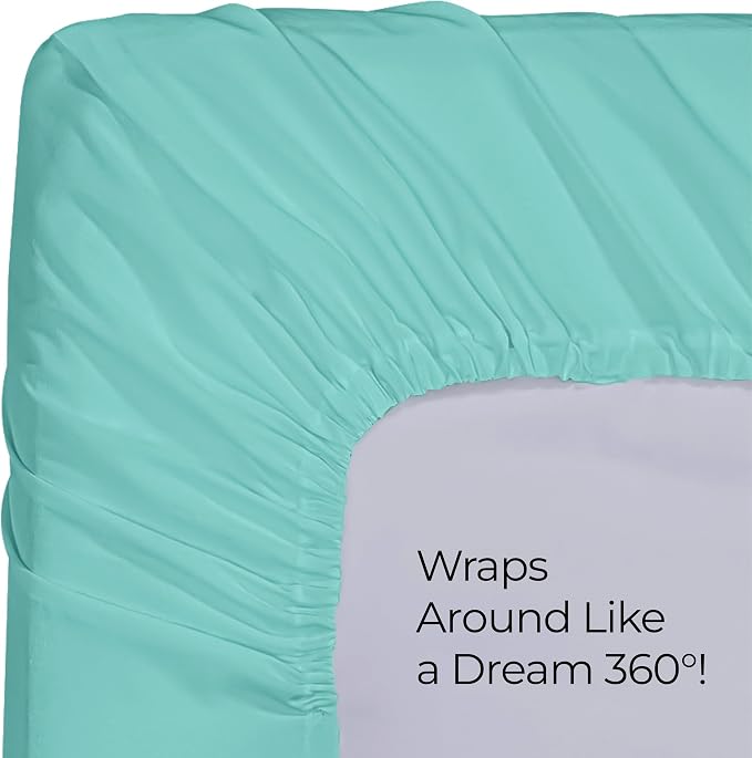 King Fitted Sheet, Ultra Soft Fits Up to 16 Inch Deep Pocket, Spa Blue | Hotel Comfort, Cooling & Breathable Cotton like Polyester, Easy Fit, Wrinkle & Fade Resistant, Snug Fit, Easy Care, Oeko-Tex