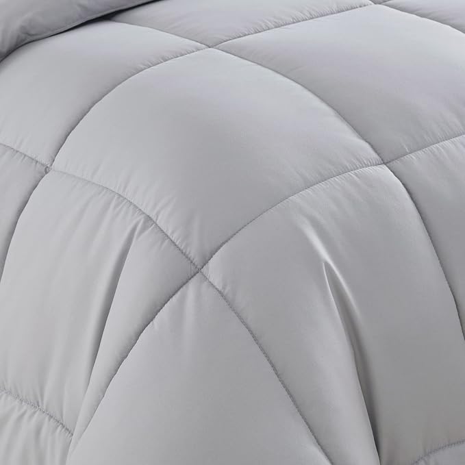 King Size Comforter Set with Sheets - 7-Piece Bedding Collection - 1 Comforter, 1 Fitted Sheet, 1 Flat, 4 Pillowcases - Deep Pocket - Soft & Breathable Premium Quality - Ideal for All Seasons, Silver