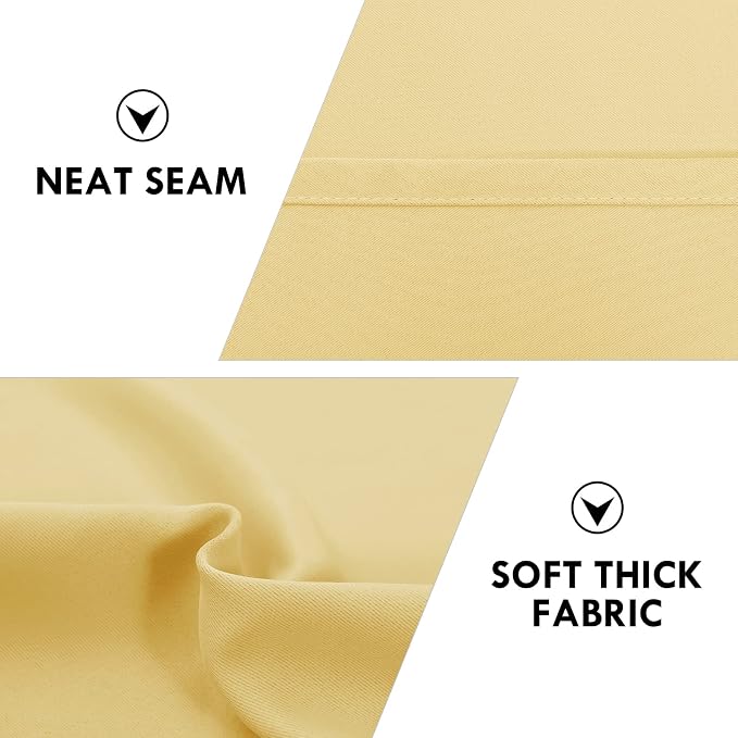 DWCN Blackout Curtains for Bedroom Living Room 38 x 63 Inch Long 2 Panels | Room Darkening, Thermal Insulated, Light Blocking, Rod Pocket Drapes, Noise Reducing Window Treatments, Light Yellow