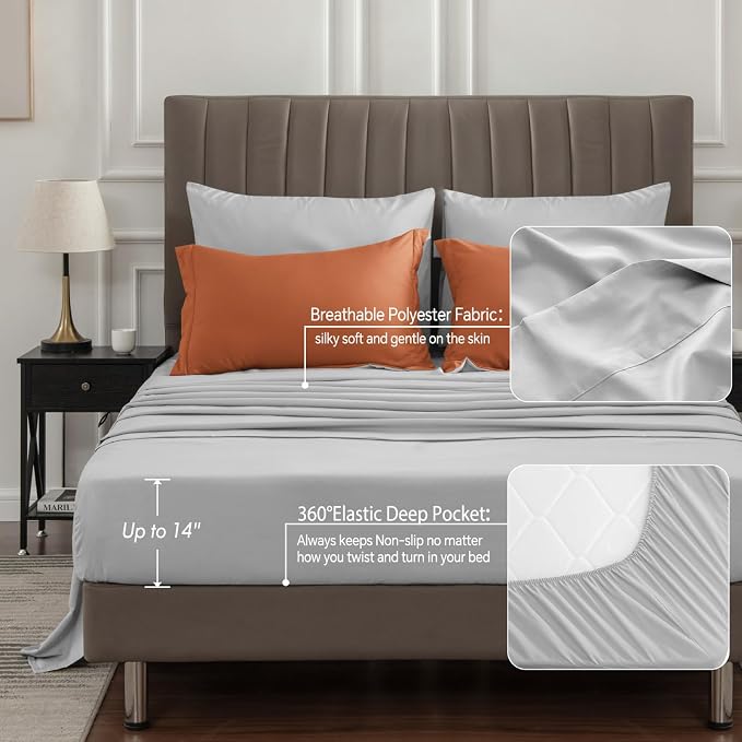 BEDELITE Twin Comforter Set 5 Pieces, Reversible Burnt Orange Bed in A Bag | Soft All Season Down-Alternative Comforter, Sheets, Pillowcases & Shams, OEKO-TEX Certified Bedding for Bedrrom, Guest Room