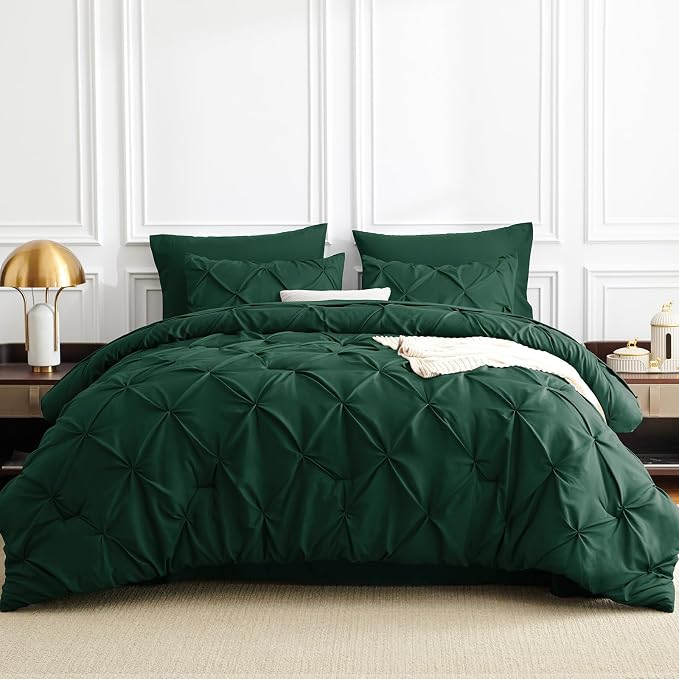 Full Size Comforter Sets Emerald Green, 7 Pieces Bed in a Bag | OEKO-TEX 100 Certified, 240GSM All Season, Bedroom, Guest Room, Down-Alternative Comforter, Sheets, Pillowcases & Shams