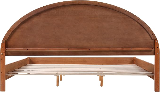 Christopher Knight Home Elsinore King Size Bed Frame with Arched Headboard, Modern Wooden Platform Bed, Wood Bed Support and Slats, No Box Spring Needed, King Size Beds for Adult, Light Brown