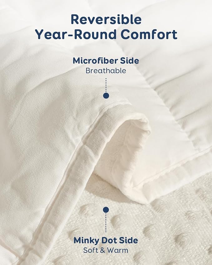 20lbs Weighted Blanket for Adults, 60"x80" Queen Size Heavy Blankets | Soft Raised Minky Dot Texture, Reversible Cooling & Cozy for All Seasons, 7-Layer Design for Even Weight, Machine Washable