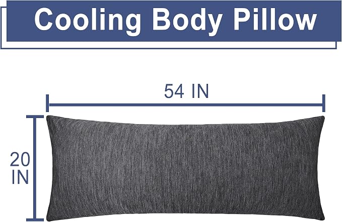 DWCN Cooling Body Pillow for Adults, 20x54 Inch Grey - Shredded Memory Foam Body Pillow with Removable & Adjustable Filling, Full Body Support for Side Sleepers, Pregnancy & Pain Relief