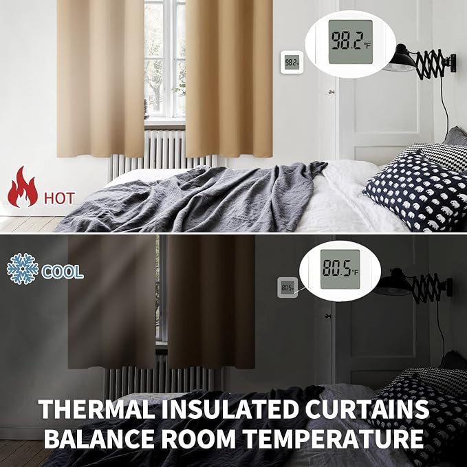 BGment Blackout Curtains for Living Room - Grommet Thermal Insulated Room Darkening Curtains for Bedroom, 2 Panels of 42 x 72 Inch, Khaki | Grommet Top, Light-Blocking, Sunblock, Thermal Insulated, Window Drapes for Kids Boys Room, 42x72 Inch
