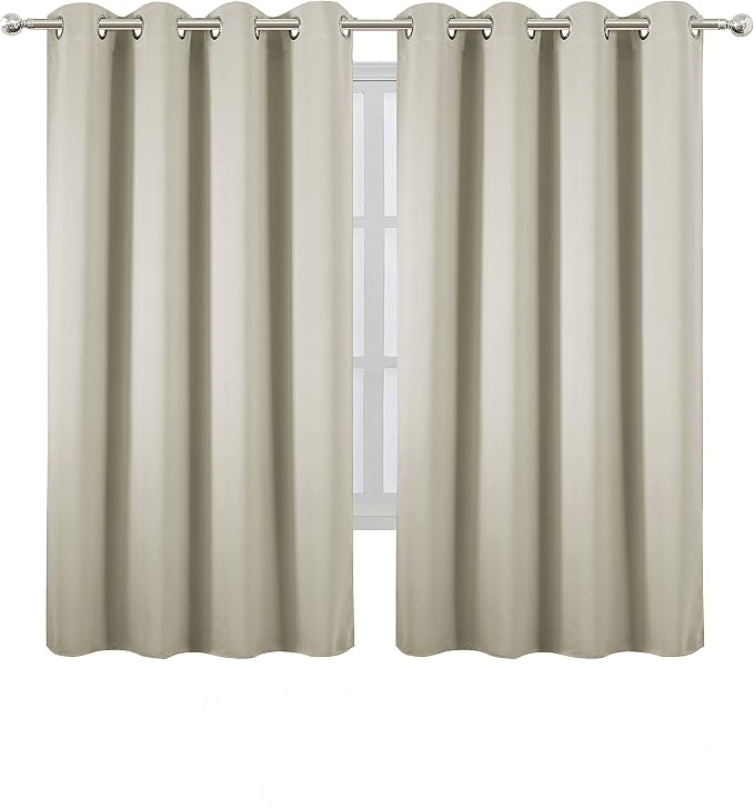 Light Beige Thermal Blackout Curtains/52 x 63 Inch/Set of 2 Panels Room Darkening Curtains