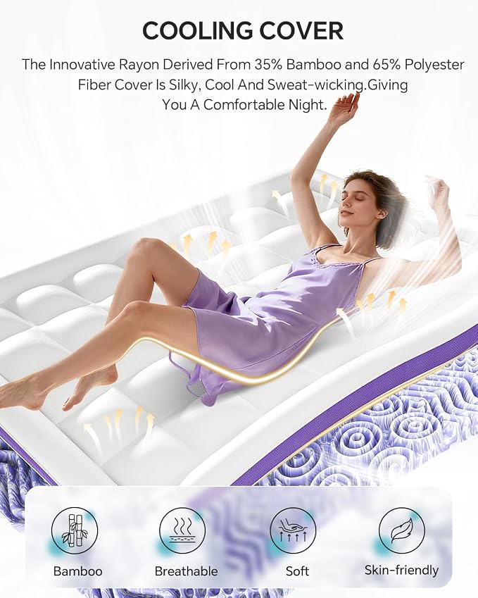 Dual Layer 4 Inch Memory Foam Mattress Topper Queen | 2 Inch Gel Memory Foam and 2 Inch Pillow Top Mattress Pad Cover, 7-Zone Egg Crate & 2-in-1 Design (White)
