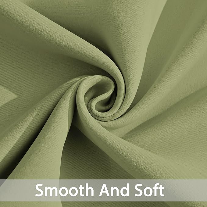 Yakamok Room Darkening Curtains 52x96 inch Length Sage Green-Living Room | 2 panels,grommet blackout window treatment,thermal insulated,light blocking drapes,privacy protection,bedroom dining room