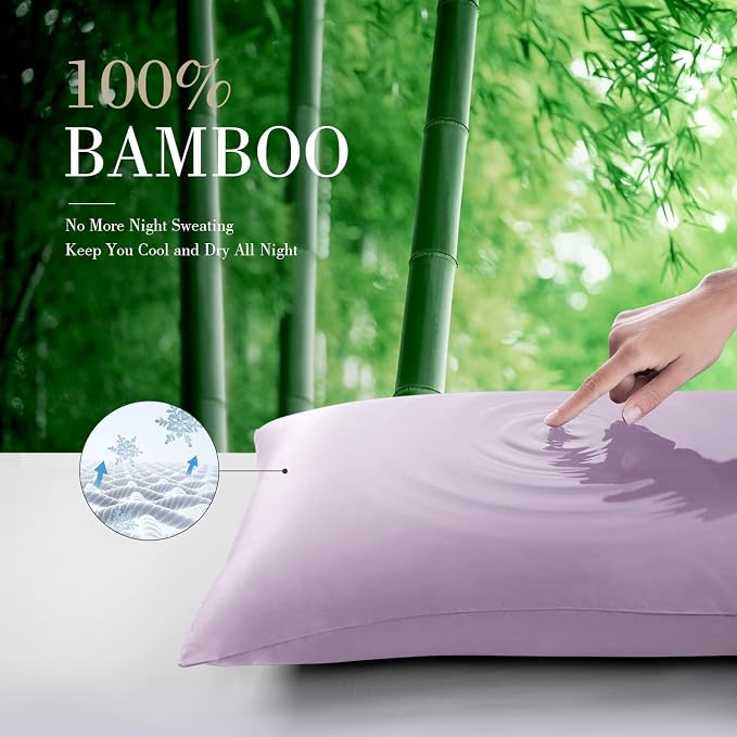WishSmile Light Purple Cooling Pillowcases,2 Pack,20x36 inches