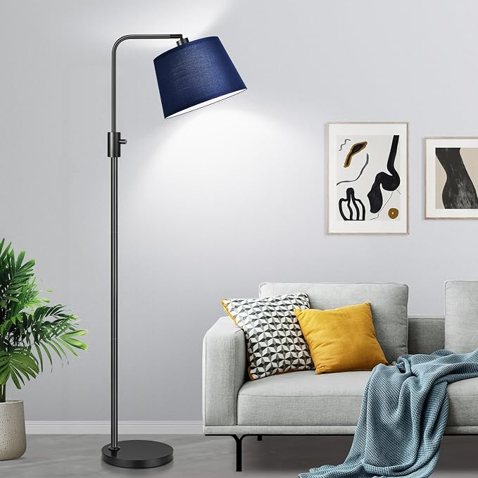 Nintiue 【Upgraded】 Dimmable Floor Lamp, 1000 Lumens LED Edison Bulb Included, Modern Arc Standing Tall Floor Lamp for Living Room Bedroom Office Dining Room - Blue