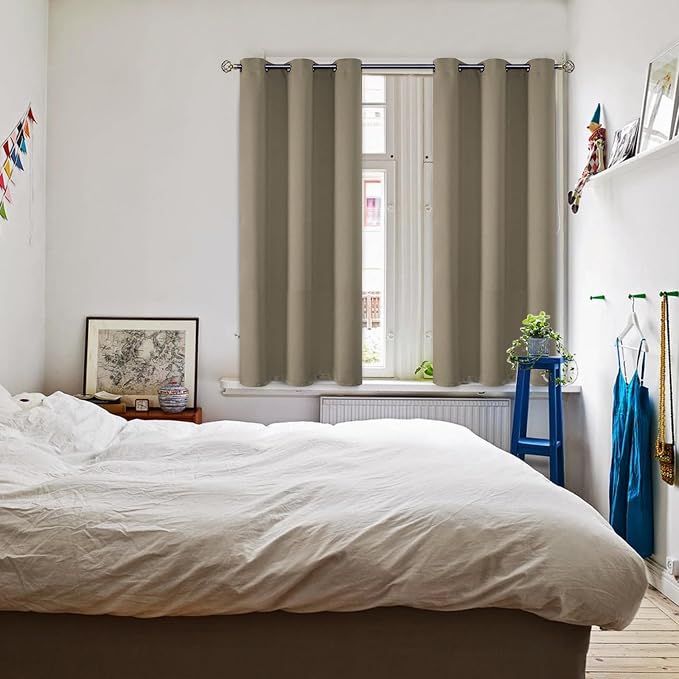 BGment Short Curtains for Small Window 45 Inch Long - Cocoa 2 Panels | Grommet top, Room Darkening, Sunblock, Thermal Insulated, Window Drapes for Kitchen, 38x45 Inch