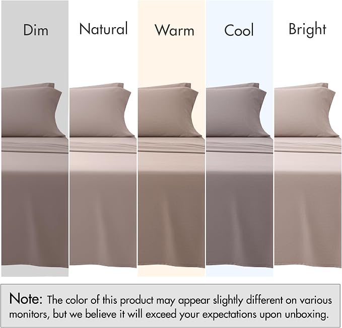 RUVANTI 100% Cotton Percale Sheets, California King, Warm Mocha | Crisp Cooling for Hot Sleepers, Deep Pocket 14", Soft Breathable & Durable, Hotel-Style 4 Piece Set