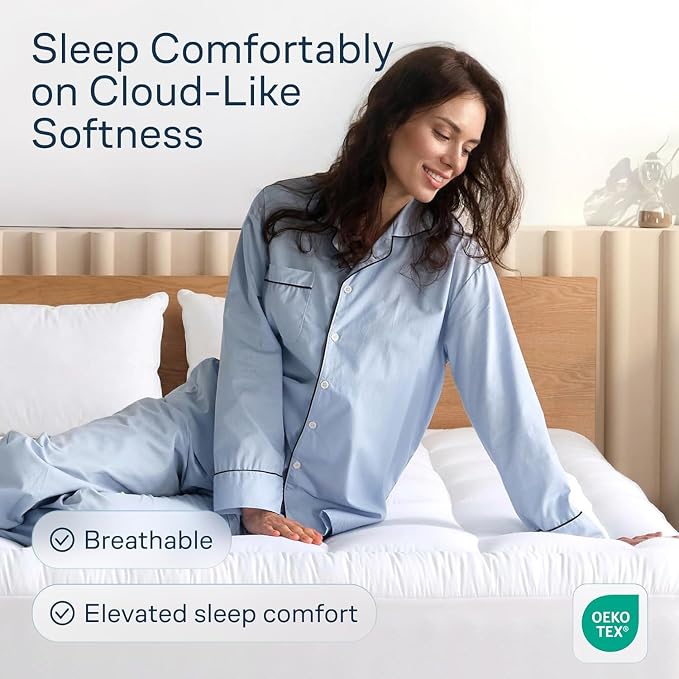 Niagara Sleep Solution 100% Cotton Top Cooling Mattress Topper - King Size | Cloud-Like Mattress Pad, Breathable, 20" Deep Pocket, Back Pain Relief, Perfect for Hot Sleepers, White