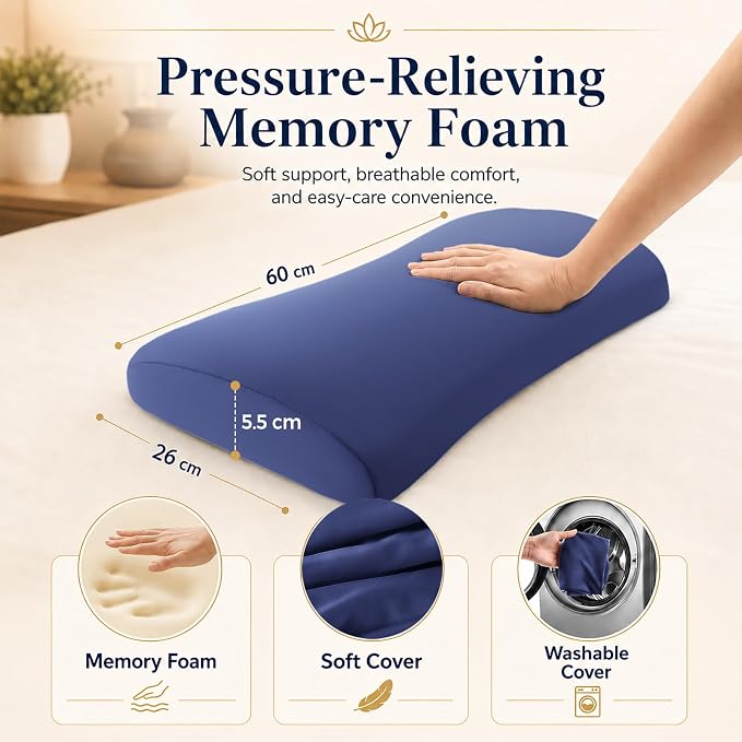 Lumbar Support Pillow for Bed Relief Back Pain: Lower Back Pillow for Sleeping - Memory Foam Waist Pillow - Cooling Back Bolster Pillow for Side, Back&Stomach Sleepers - Bed Rest Pillow for Car, Sofa