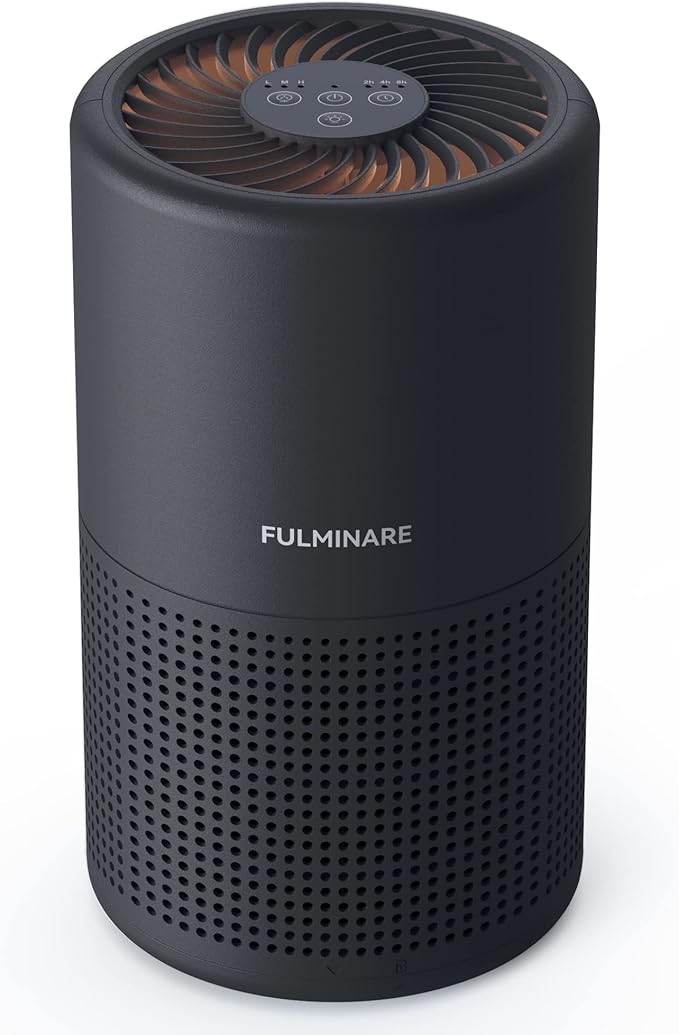 Air Purifiers for Bedroom, FULMINARE H13 True HEPA Filter（Black） | Remove Pet Hair, Smoke, Odors，Quiet Air Cleaner With Night Light, Portable Small Air Purifier for Home, Office, Living Room
